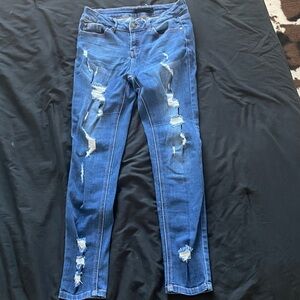 Blue Distressed Skinny Jeans